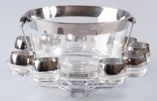 Appraisal: Dorothy Thorpe Style Punch Bowl Set Dorothy Thorpe style mid-century