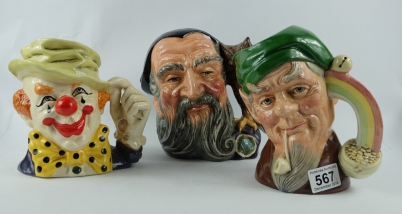 Appraisal: Royal Doulton character jugs The Clown D Leprechaun D and