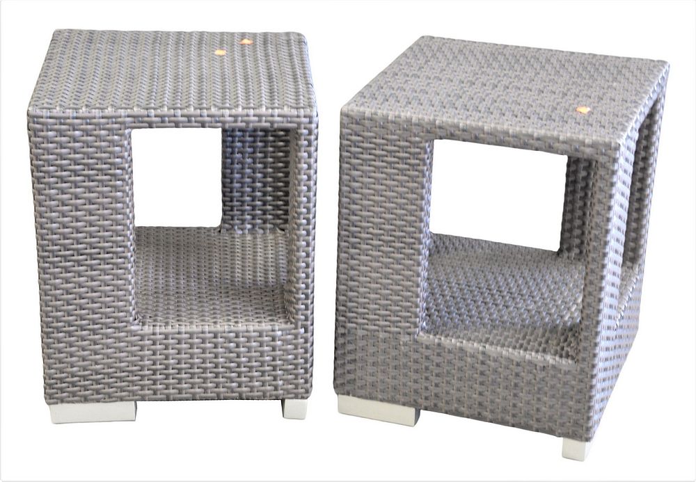 Appraisal: Pair of Barlow Tyrie Outdoor Woven Side Stands designed by