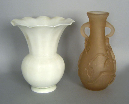 Appraisal: Two Steuben style vases one signed h and h