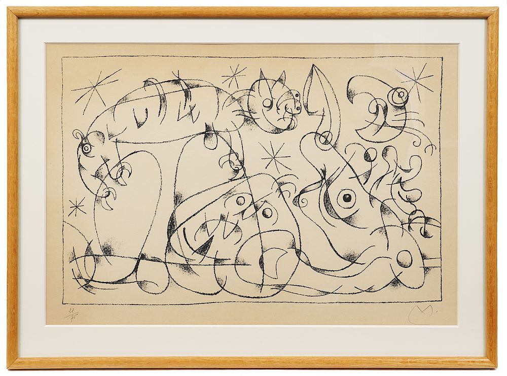 Appraisal: Joan Miro 'Cats' Black Lithograph Joan Miro Spain - 'Cats'