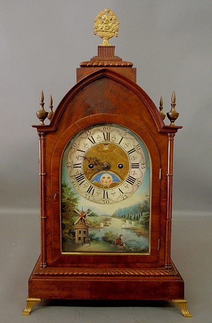 Appraisal: - Large mahogany cased Dutch bracket clock signed J D