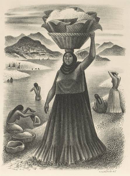 Appraisal: Miguel Covarrubias Mexican - Tehuantepec River Lithograph on wove paper