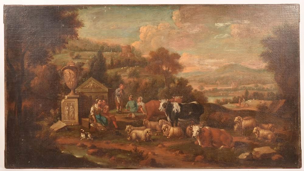 Appraisal: th C Dutch School Painting of Pastoral Scene th Century