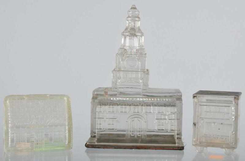 Appraisal: Lot of Glass Candy Containers Banks Description Includes one Independence