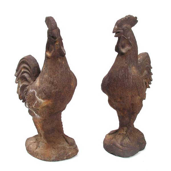 Appraisal: A pair of cast iron roosters height in width in