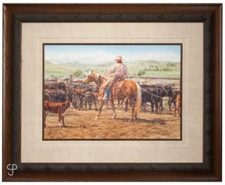 Appraisal: Joelle Smith ''Looking for Heels'' cowboy cutting a rope signed