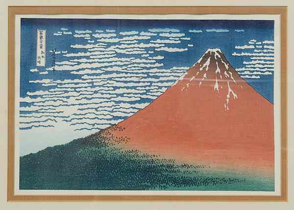 Appraisal: Japanese Colored Woodblock by Hokusai Japan Fuji on a Clear