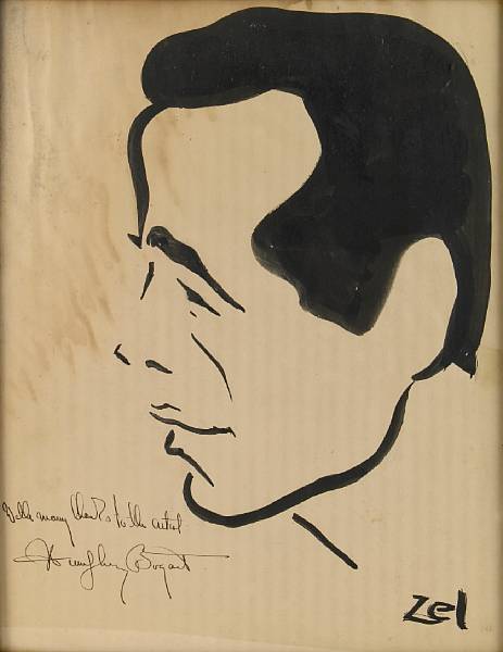 Appraisal: A Humphrey Bogart signed caricature from The Brown Derby s