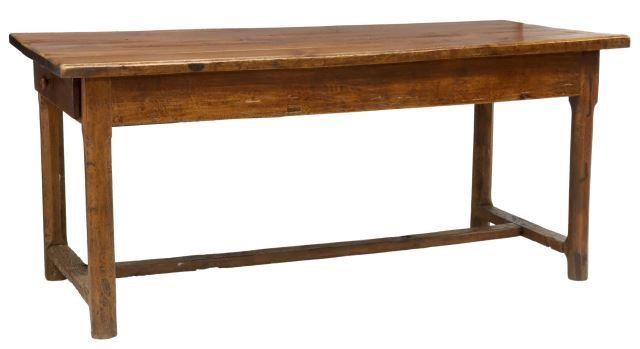 Appraisal: French Provincial farmhouse table th c thick plank top rising