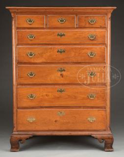 Appraisal: DIMINUTIVE PENNSYLVANIA CHIPPENDALE WALNUT HIGH CHEST OF DRAWERS DIMINUTIVE PENNSYLVANIA