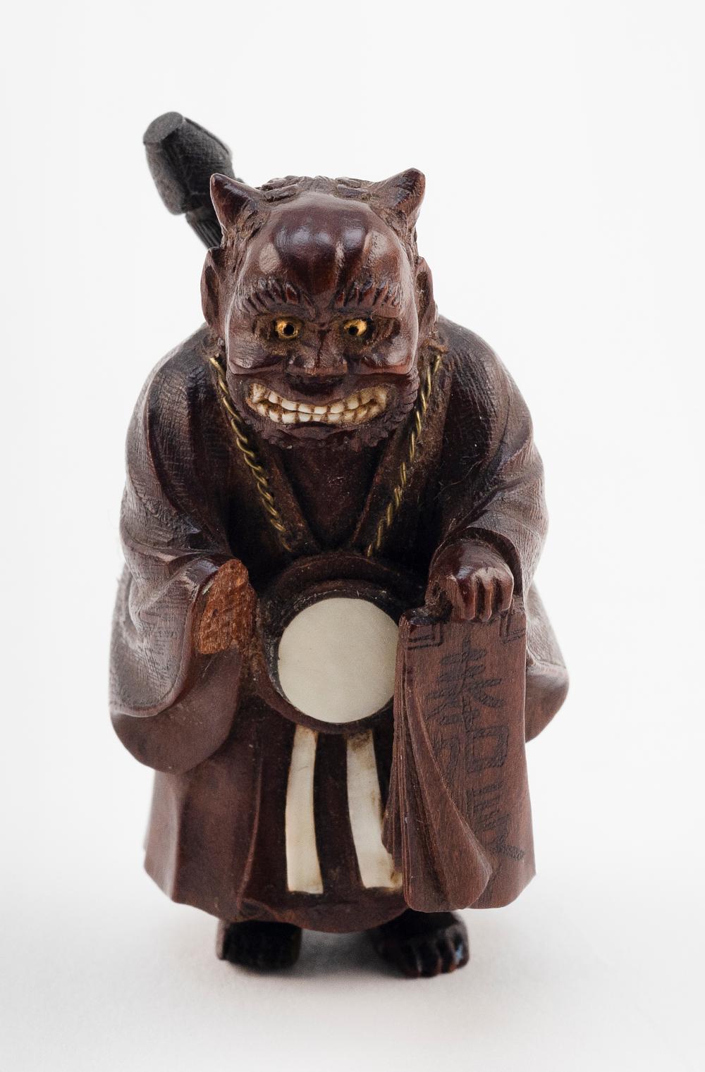 Appraisal: JAPANESE WOOD NETSUKE BY TOMIN TH CENTURY HEIGHT JAPANESE WOOD