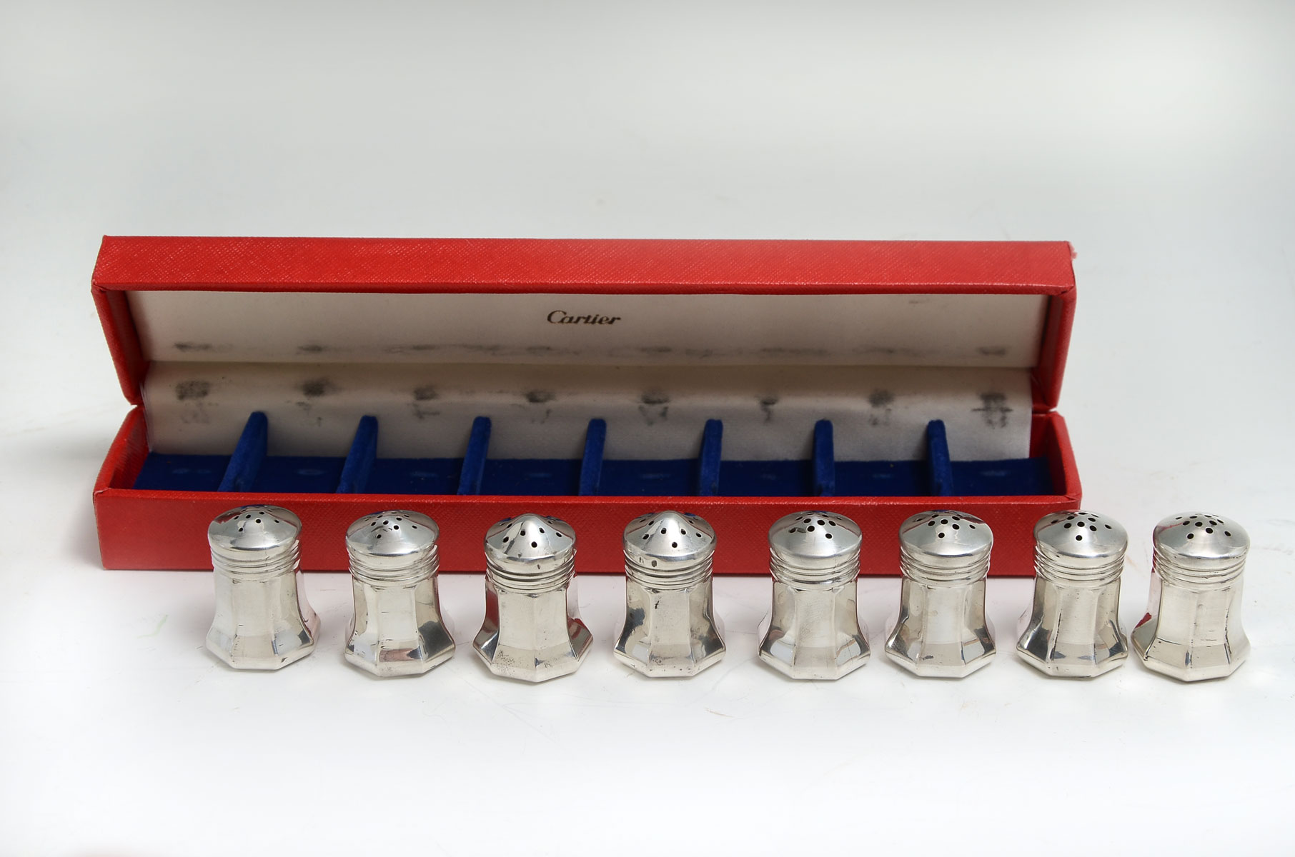 Appraisal: STERLING SILVER CARTIER SALT PEPPER SHAKERS A set of eight