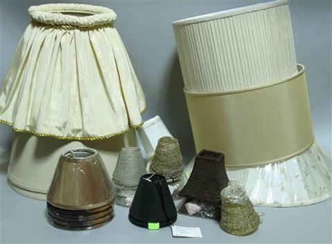 Appraisal: COLLECTION OF DECORATIVE LAMP SHADES Including two drum shades a