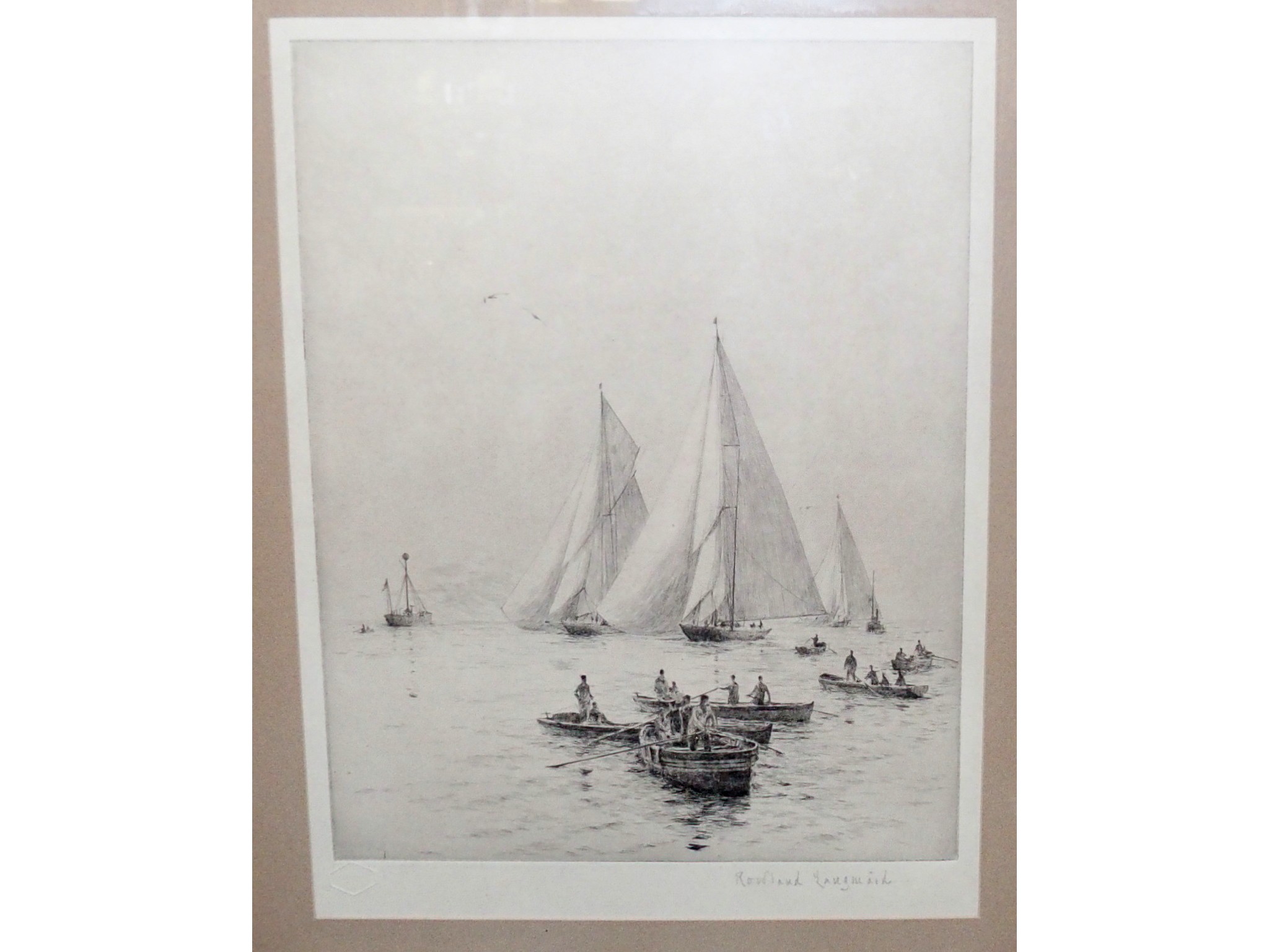 Appraisal: ROWLAND LANGMAID Yachts and rowing boats signed etching