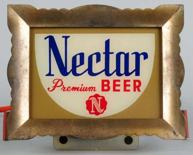 Appraisal: Nectar Beer Reverse Glass Light-Up Sign Original spring holder Metal