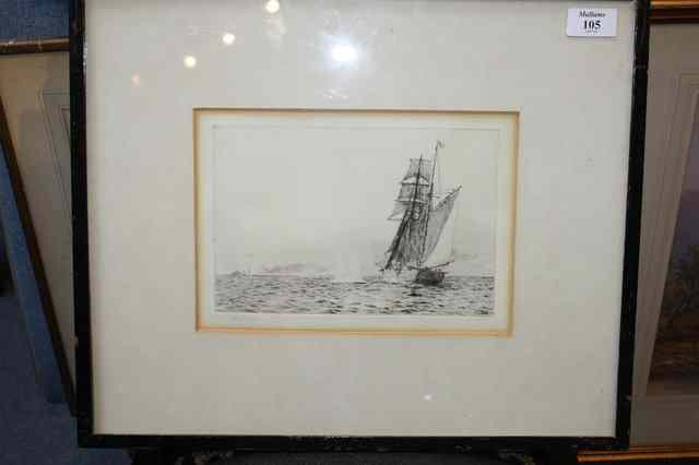 Appraisal: William Lionel Wyllie - A twin masted sailing vessel in