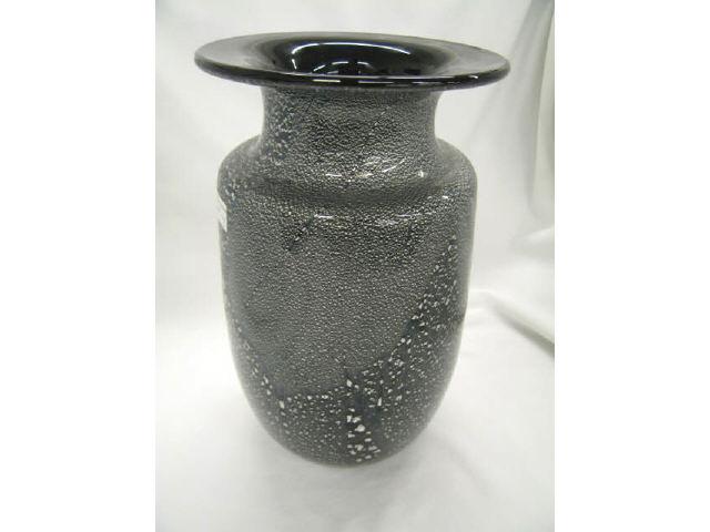 Appraisal: Murano Art Glass Vase AVEM silver mica in black amethyst