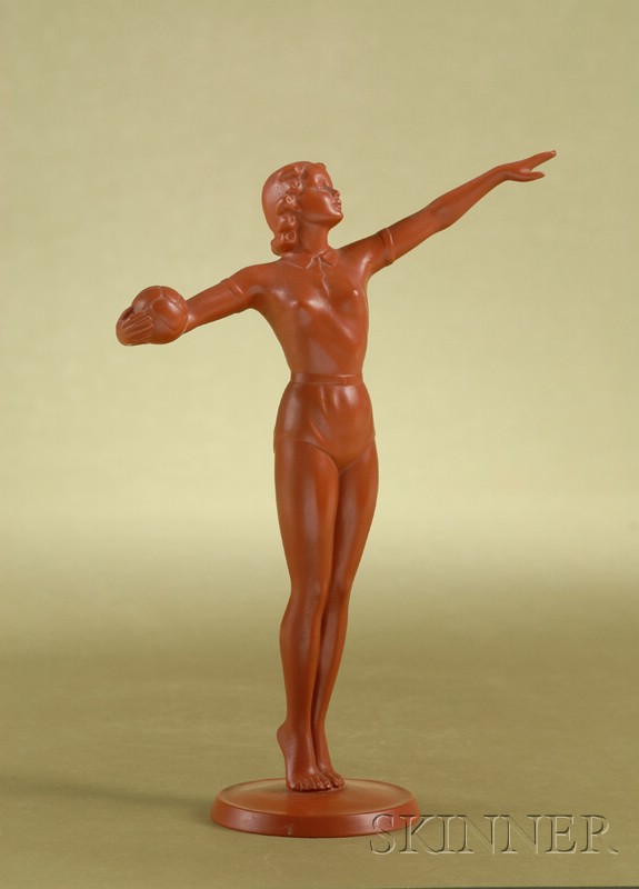 Appraisal: Goebel Terracotta Figure of a Volleyball Girl Germany mid th