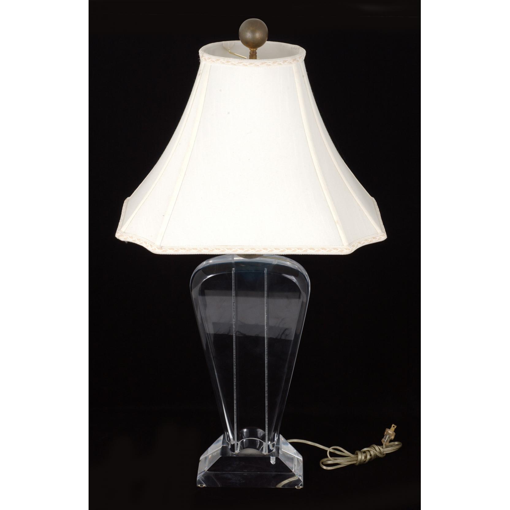 Appraisal: Lucite Table Lamp circa s baluster form with shade HOA