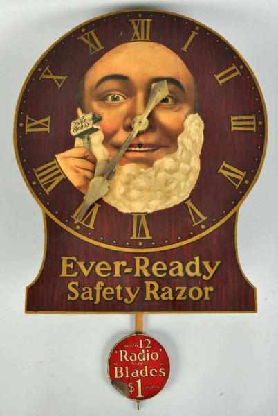 Appraisal: Ever-Ready Safety Razor Advertising Clock Description Working Original pendulum with