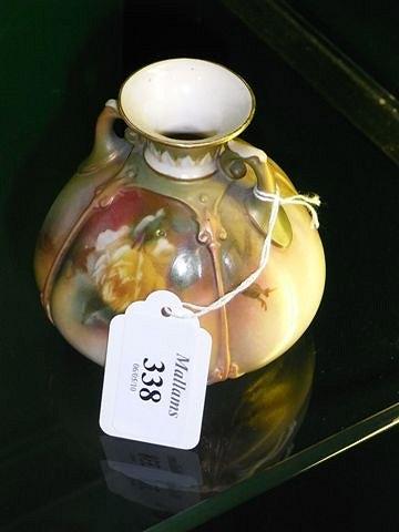 Appraisal: A ROYAL WORCESTER TWO HANDLED SMALL VASE of lobe form