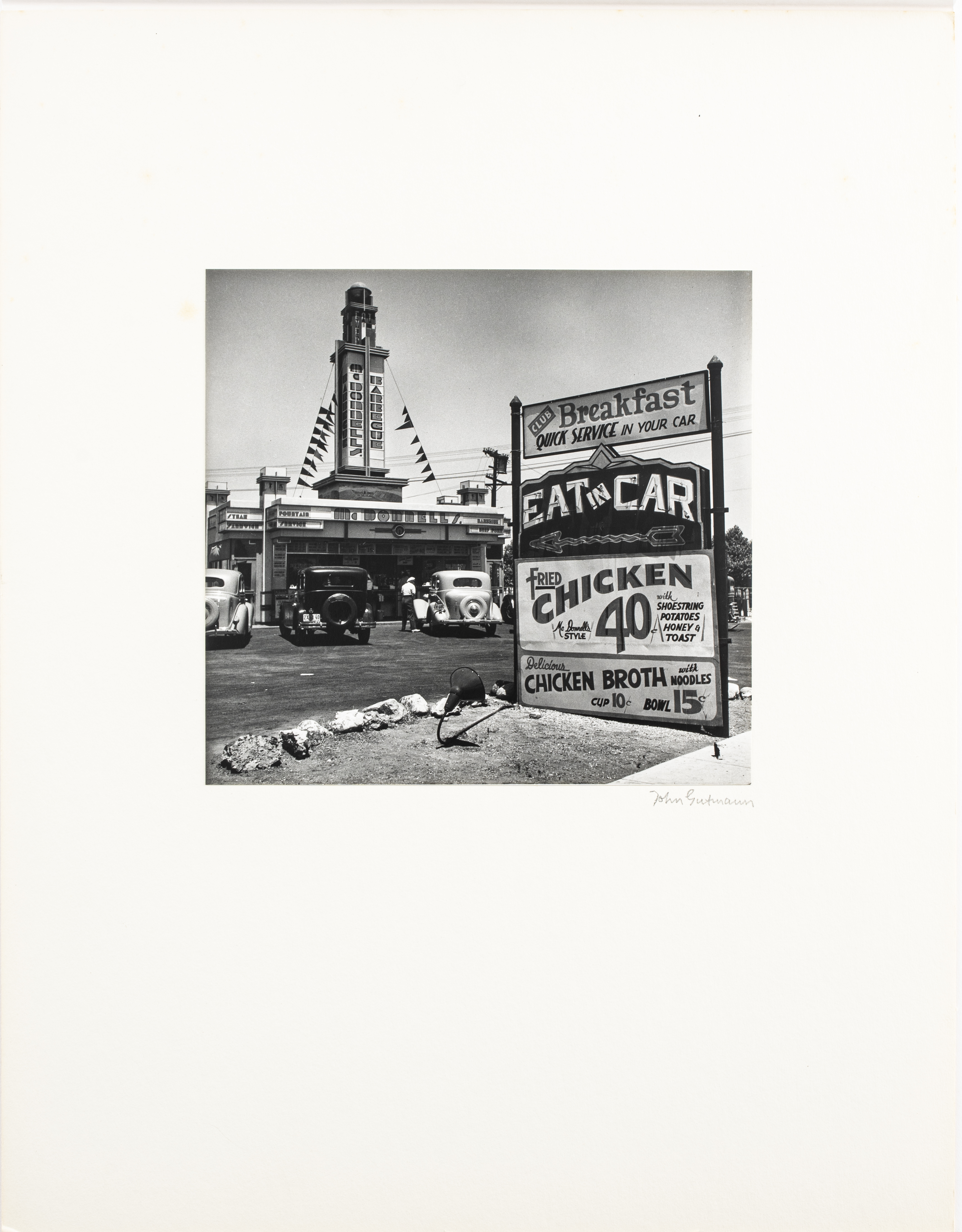 Appraisal: JOHN GUTMANN EAT IN CAR GELATIN SILVER PRINT John Gutmann