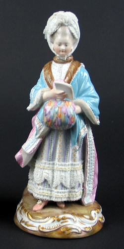 Appraisal: MEISSEN TH CENTURY PORCELAIN FIGURE depicting woman in lace head