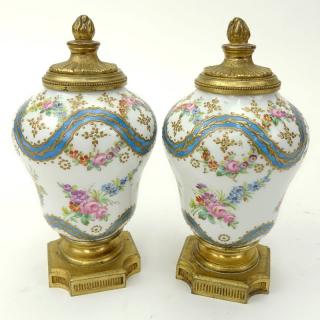 Appraisal: Pair th Century French Sevres Bronze Mounted Enamel Gilt Hand