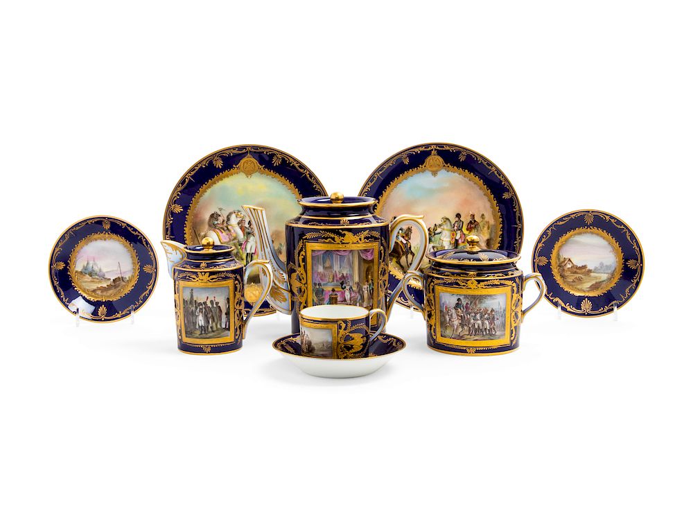 Appraisal: A Napoleonic S vres Style Porcelain Luncheon Service A Napoleonic