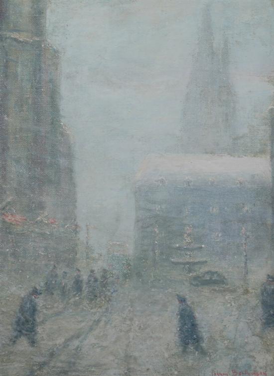 Appraisal: JOHANN BERTHELSEN American - NEW YORK IN WINTER signed lower