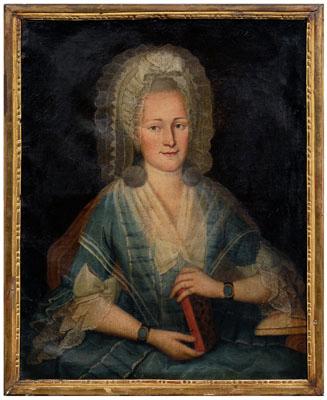 Appraisal: th century British School portrait lady with lace bonnet and