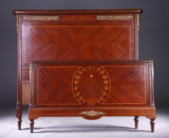 Appraisal: FRENCH NAPOLEON III MARQUETRY-INLAID BED Late th century Finely sculpted