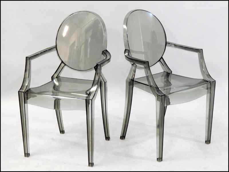 Appraisal: PAIR OF SMOKED LUCITE GHOST STYLE CHAIRS Height '' Condition