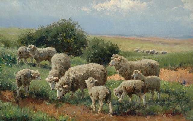 Appraisal: Jan Hendrik Scheltema - Sheep Grazing oil on board signed