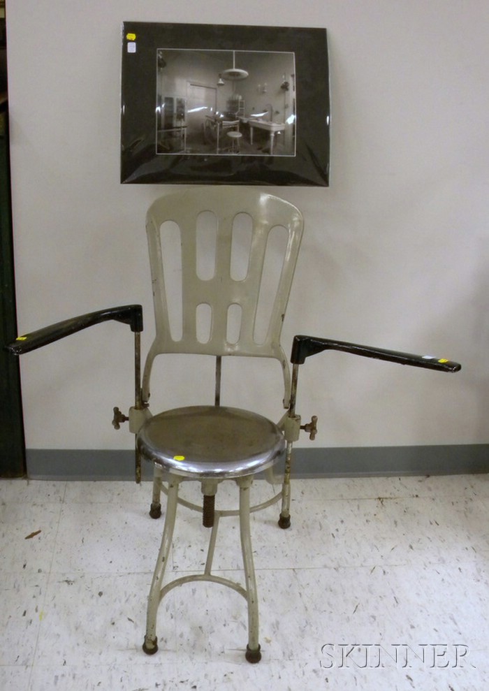 Appraisal: Early th Century Steel Dental Chair in institutional gray and