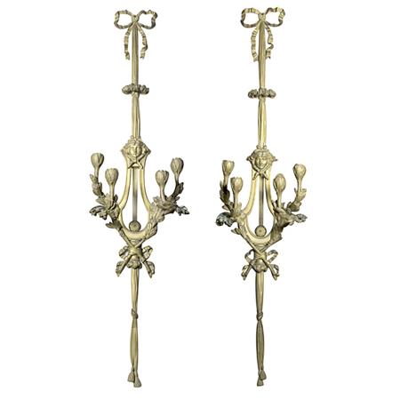 Appraisal: Pair of Louis XVI Style Gilt-Bronze Four-Light Sconces Estimate -