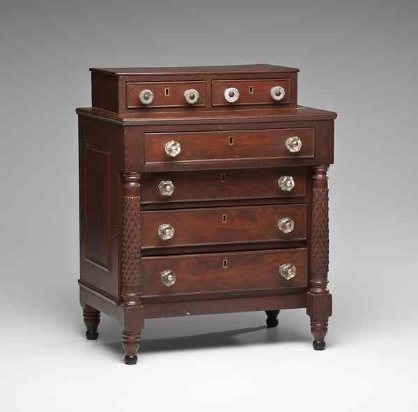 Appraisal: Miniature Late Classical Chest of Drawers Probably Ohio ca -