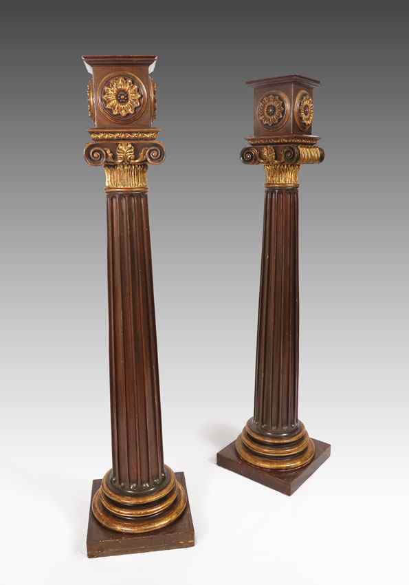 Appraisal: PAIR OF PARCEL GILT CARVED WOOD IONIC COLUMN FERNERS Over