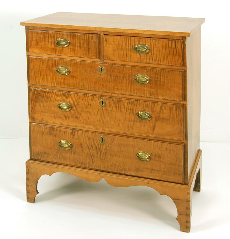 Appraisal: ANTIQUE AMERICAN COUNTRY CHIPPENDALE CHEST Circa In strong curly and