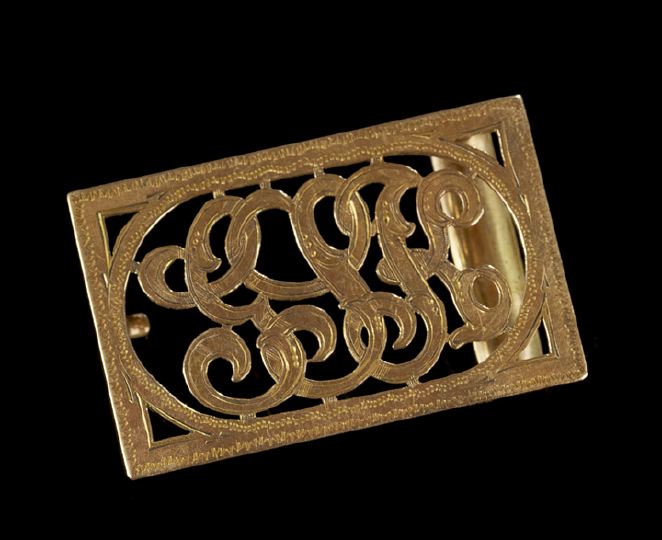 Appraisal: Gentleman's Fourteen-Karat Yellow Gold Monogram Belt Buckle of rectangular outline