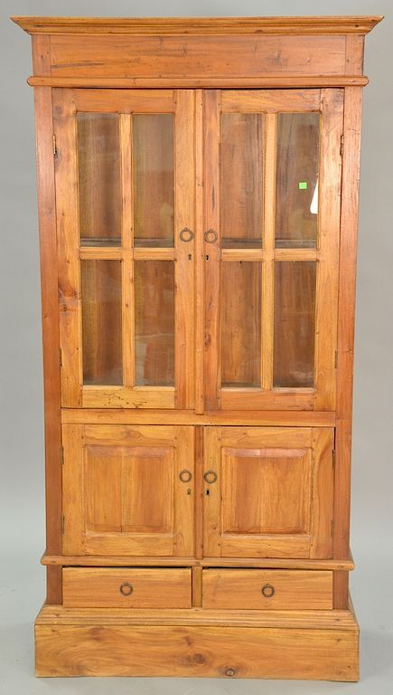 Appraisal: Teak china cabinet ht in wd in Teak china cabinet