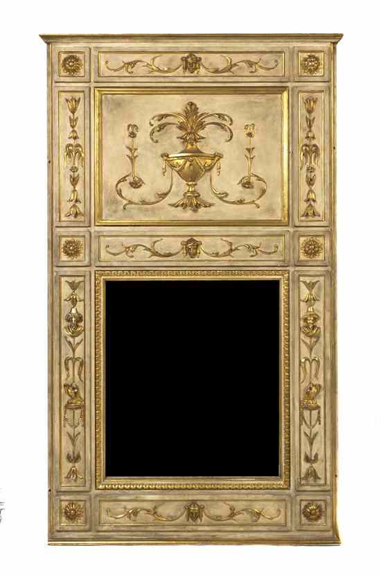 Appraisal: A Louis XVI Style Painted and Parcel Gilt Trumeau Mirror