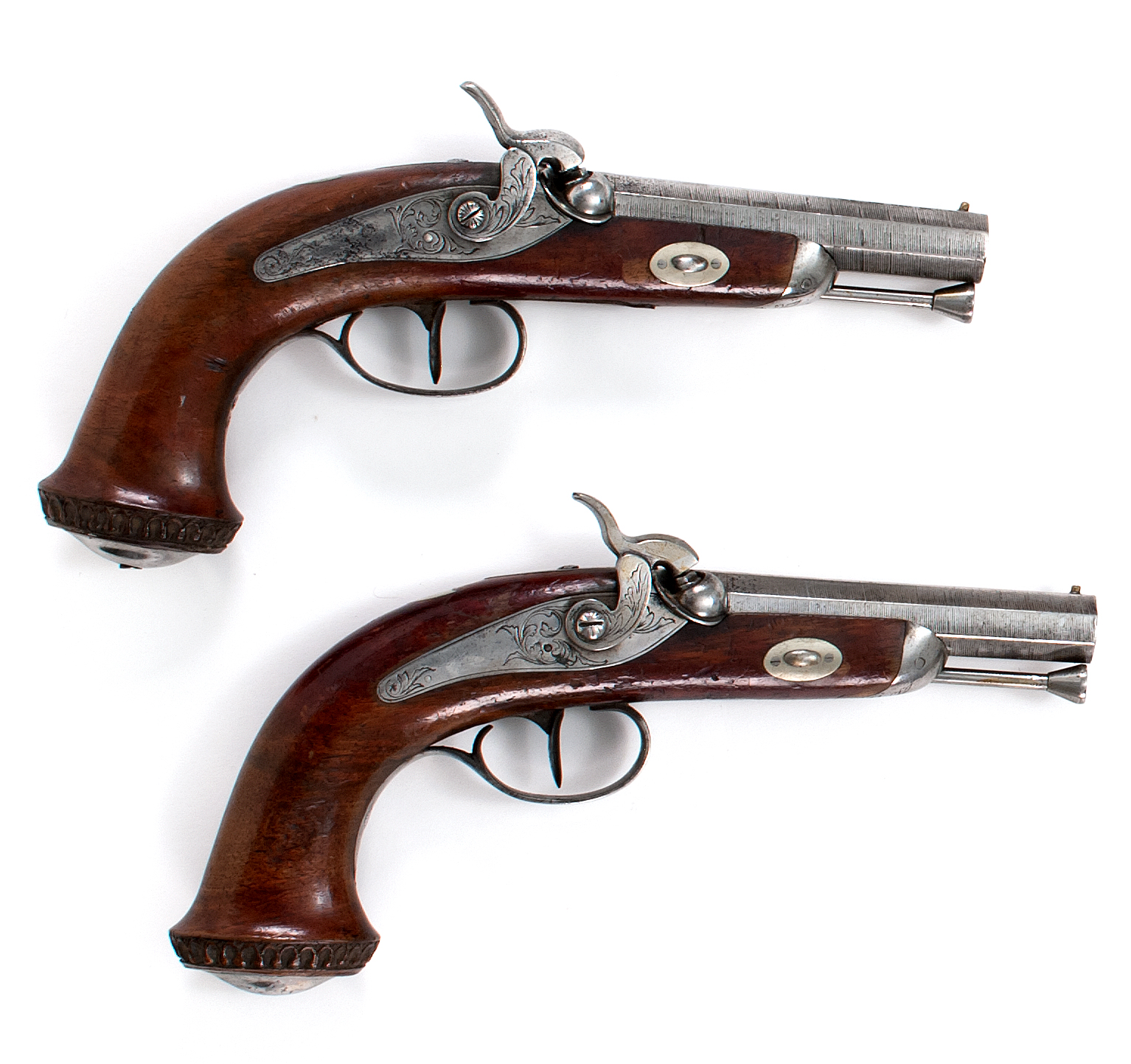 Appraisal: PAIR OF CONTINENTAL PERCUSSION PISTOLS Mid- th CenturyApprox cal Metal