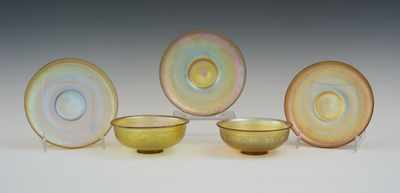 Appraisal: A Group of Signed Tiffany Favrile Including Two Bowls and