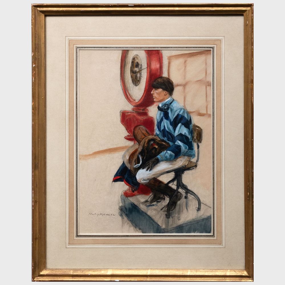 Appraisal: Henry Koehler - Gentleman Jockey on Scales Oil on paper