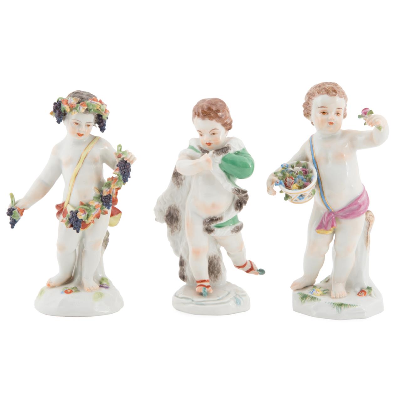 Appraisal: GROUP OF THREE MEISSEN ALLEGORICAL PUTTI FIGURINES Group of three