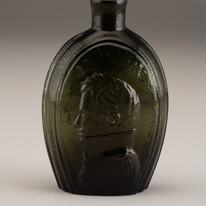 Appraisal: A Molded-Glass Flask in Olive by Coventry Glass Works American