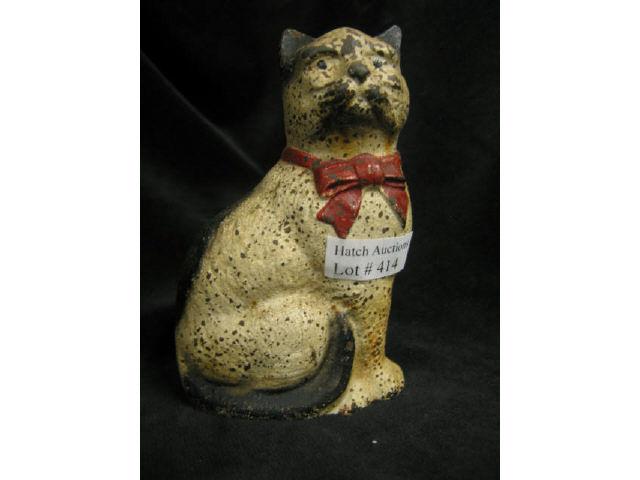 Appraisal: Victorian Cast Iron Cat Still Bank all original