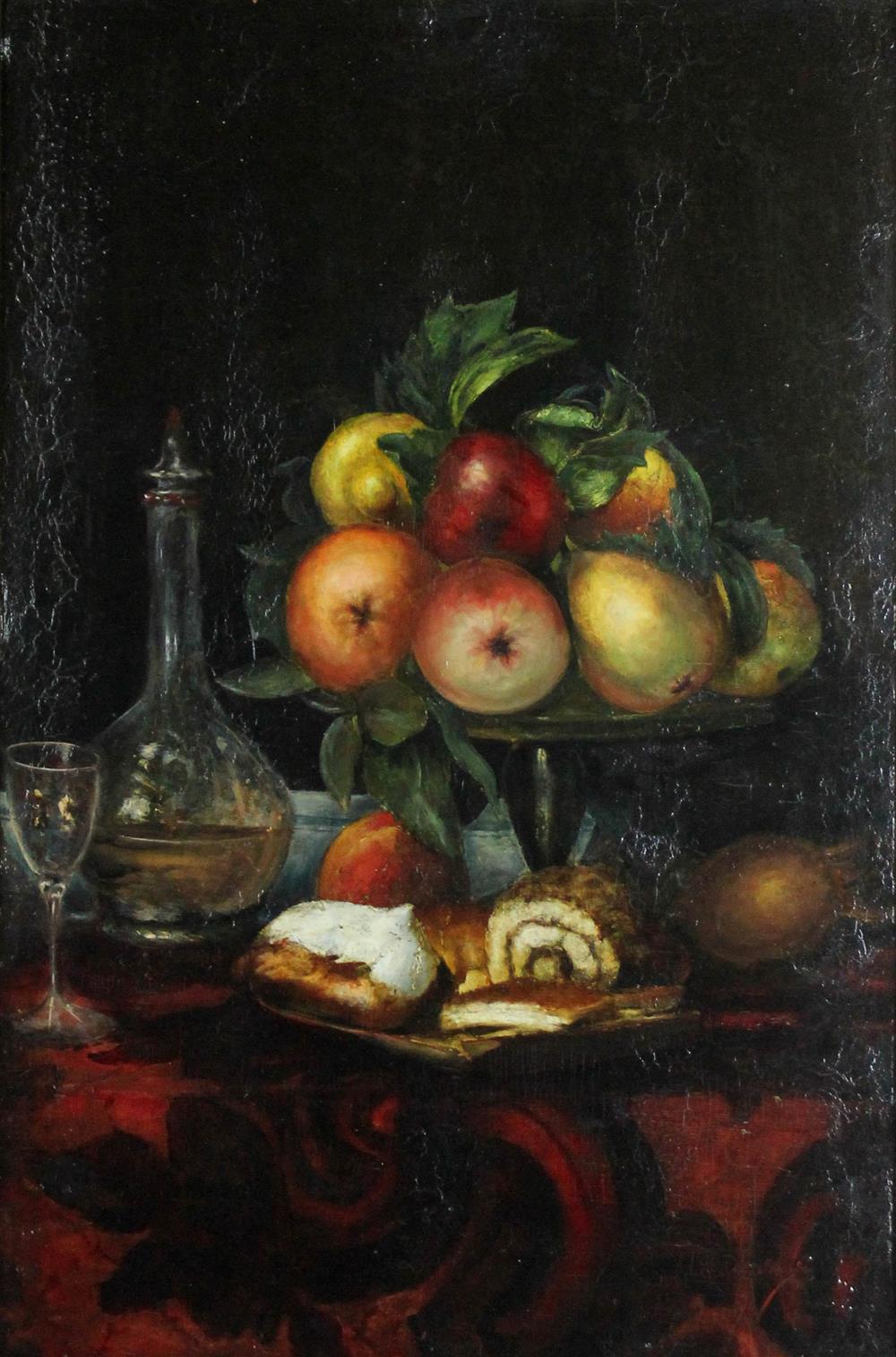 Appraisal: RAMON OLAVIDE SPANISH - STILL LIFE WITH CARAFE FRUIT AND